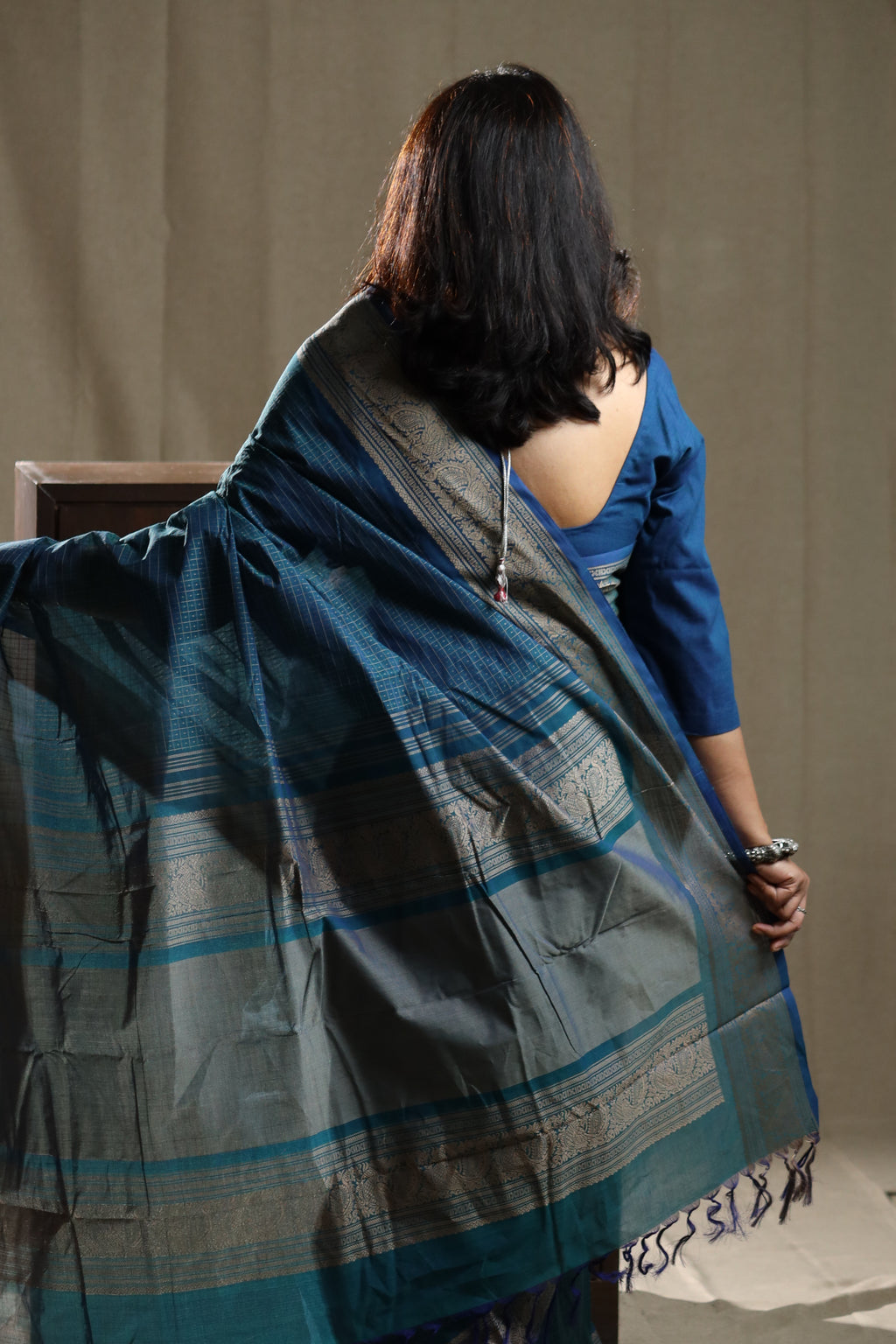 Blue Annapakshi Chettinad Cotton Saree