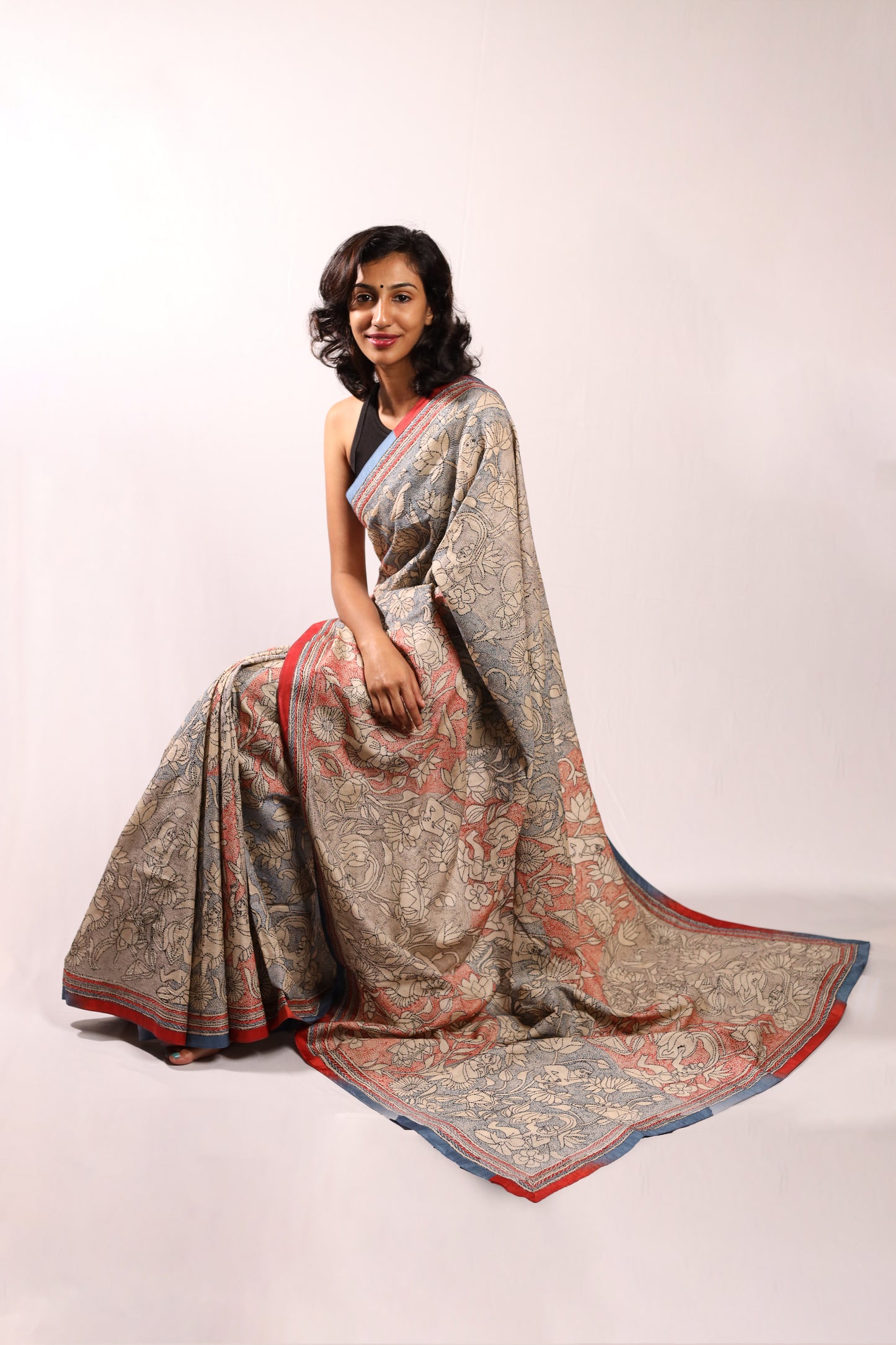 The Lotus Pond Kantha in Handwoven Pure Silk