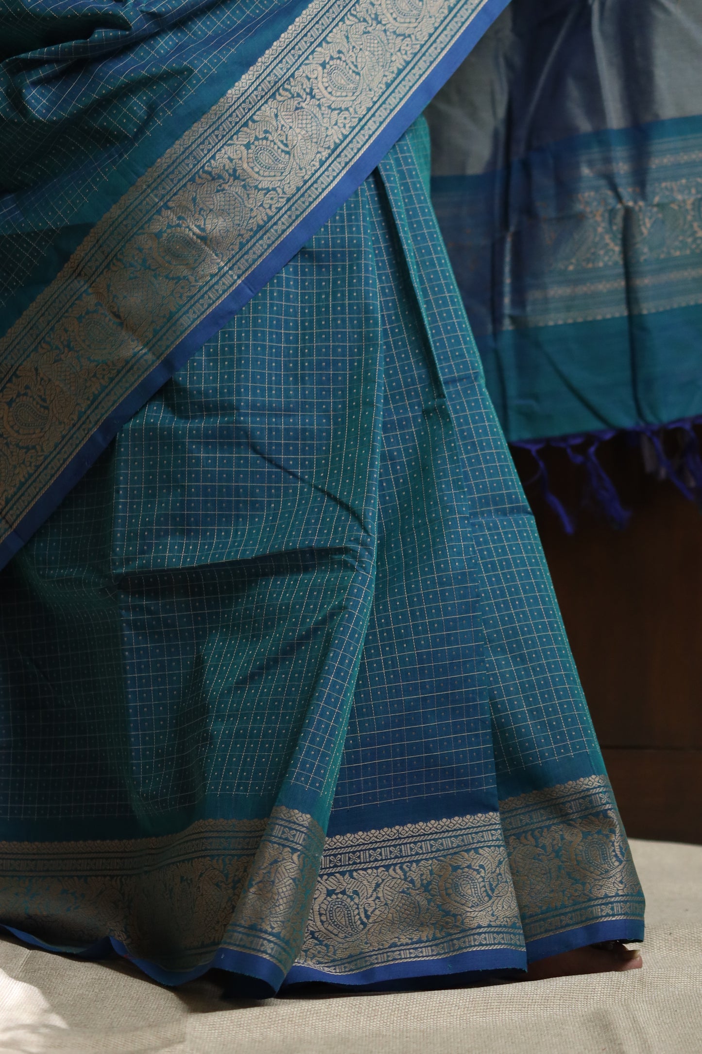 Blue Annapakshi Chettinad Cotton Saree