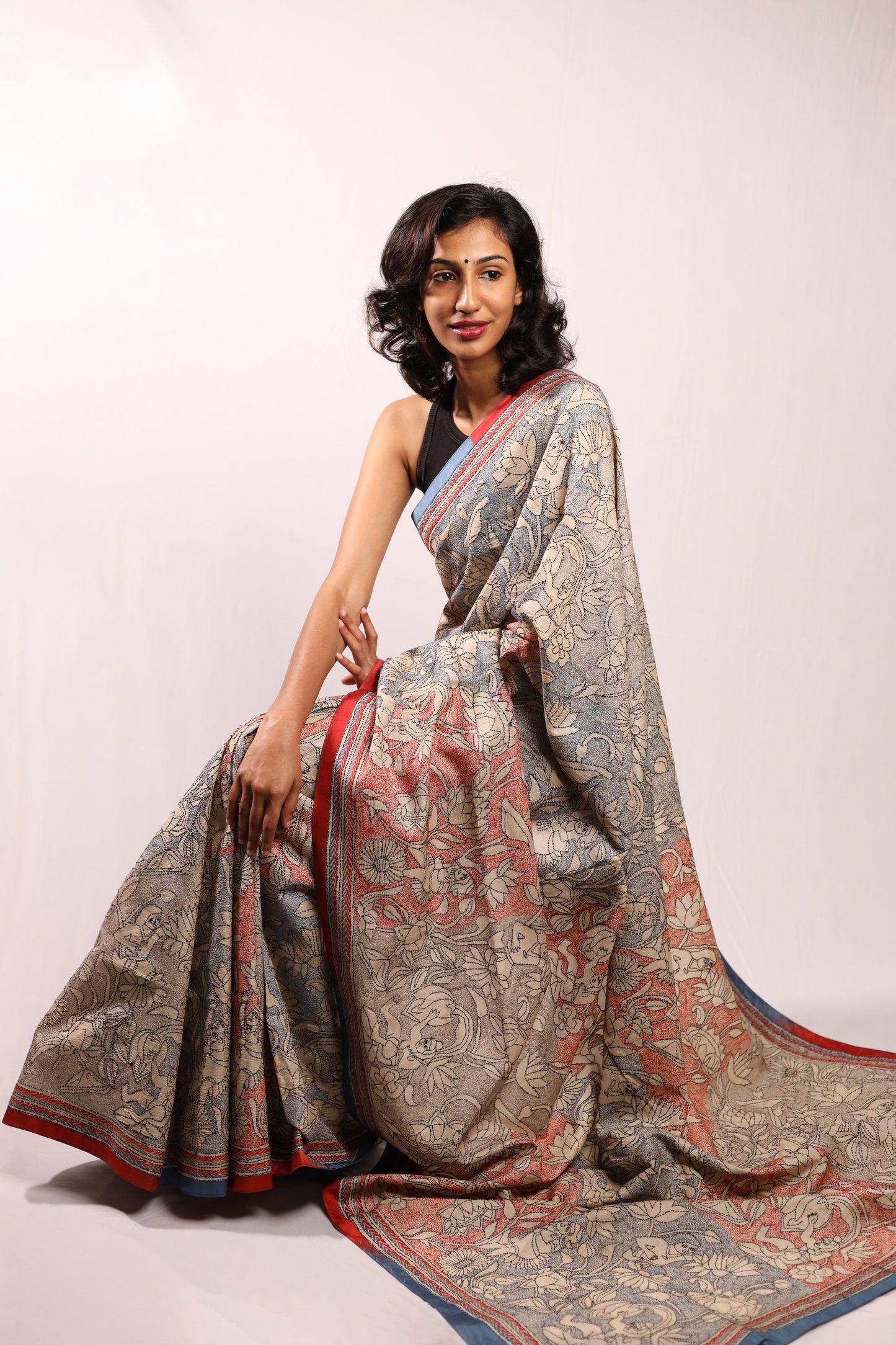 The Lotus Pond Kantha in Handwoven Pure Silk