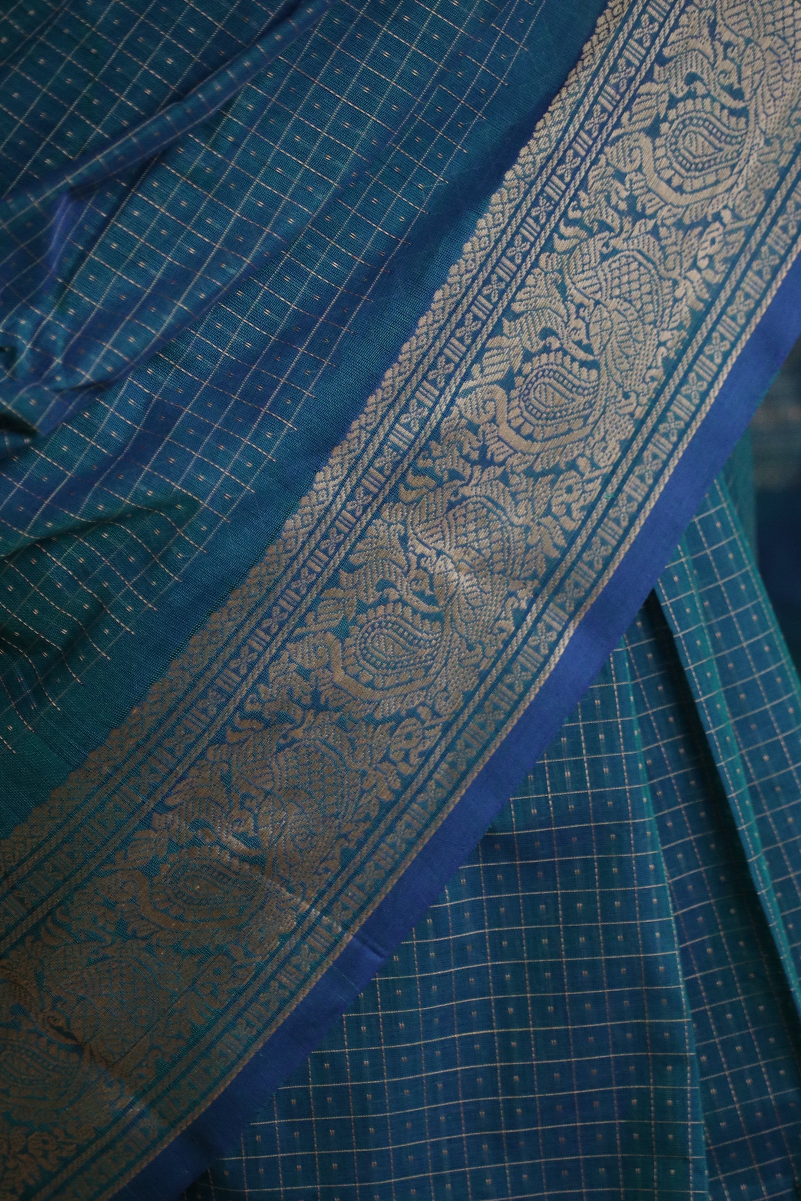 Blue Annapakshi Chettinad Cotton Saree