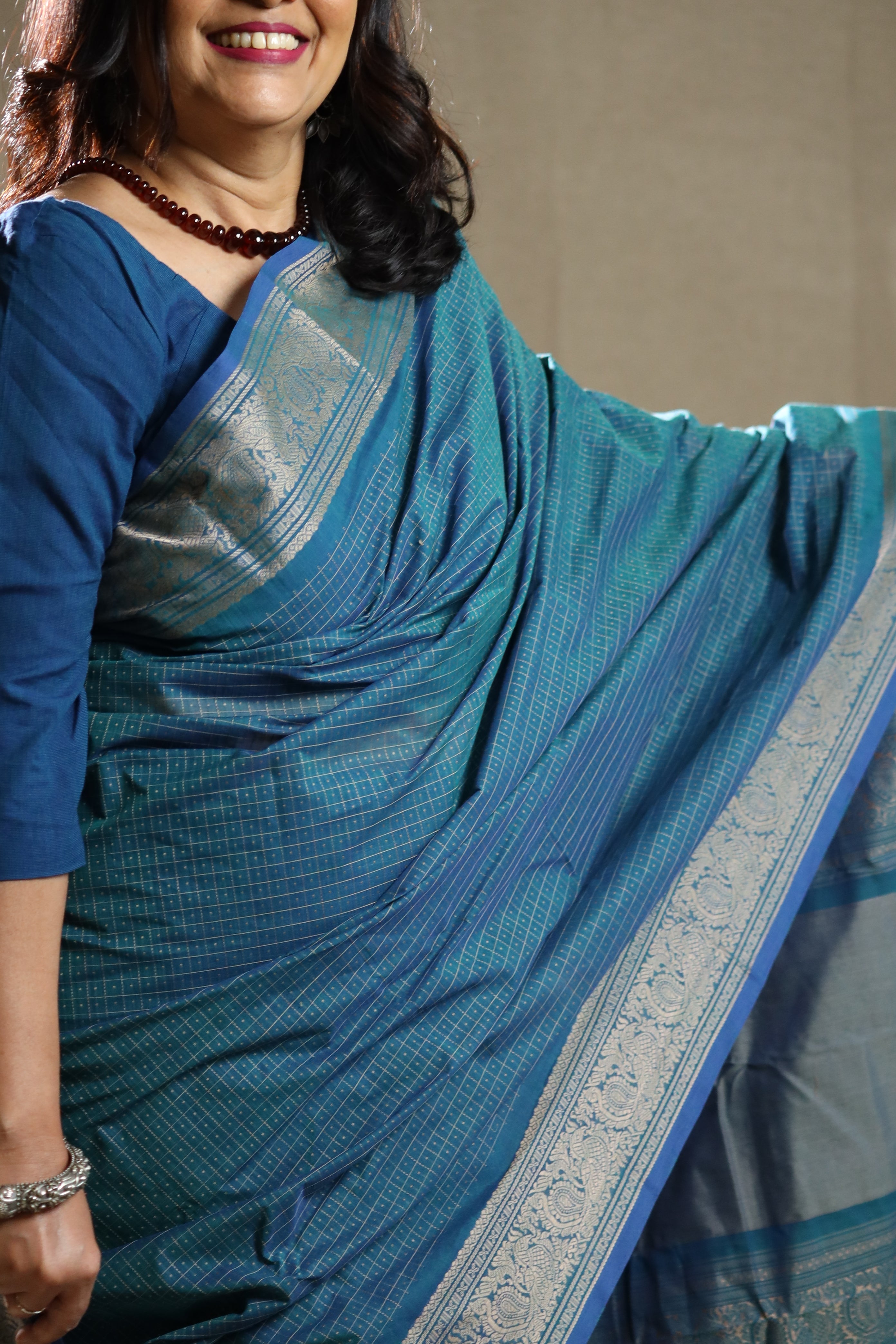 Blue Annapakshi Chettinad Cotton Saree