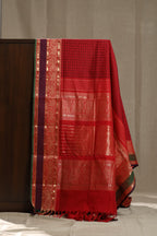Bold Red Two-Toned Chettinad Cotton Saree