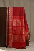 Bold Red Two-Toned Chettinad Cotton Saree