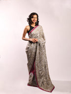 Wine Dark Sea Kantha in Handwoven Pure Silk