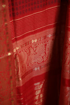Bold Red Two-Toned Chettinad Cotton Saree