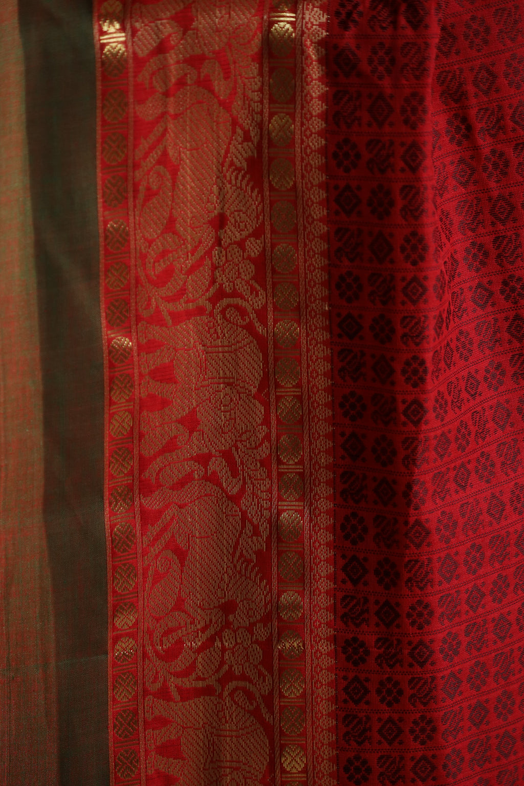 Bold Red Two-Toned Chettinad Cotton Saree