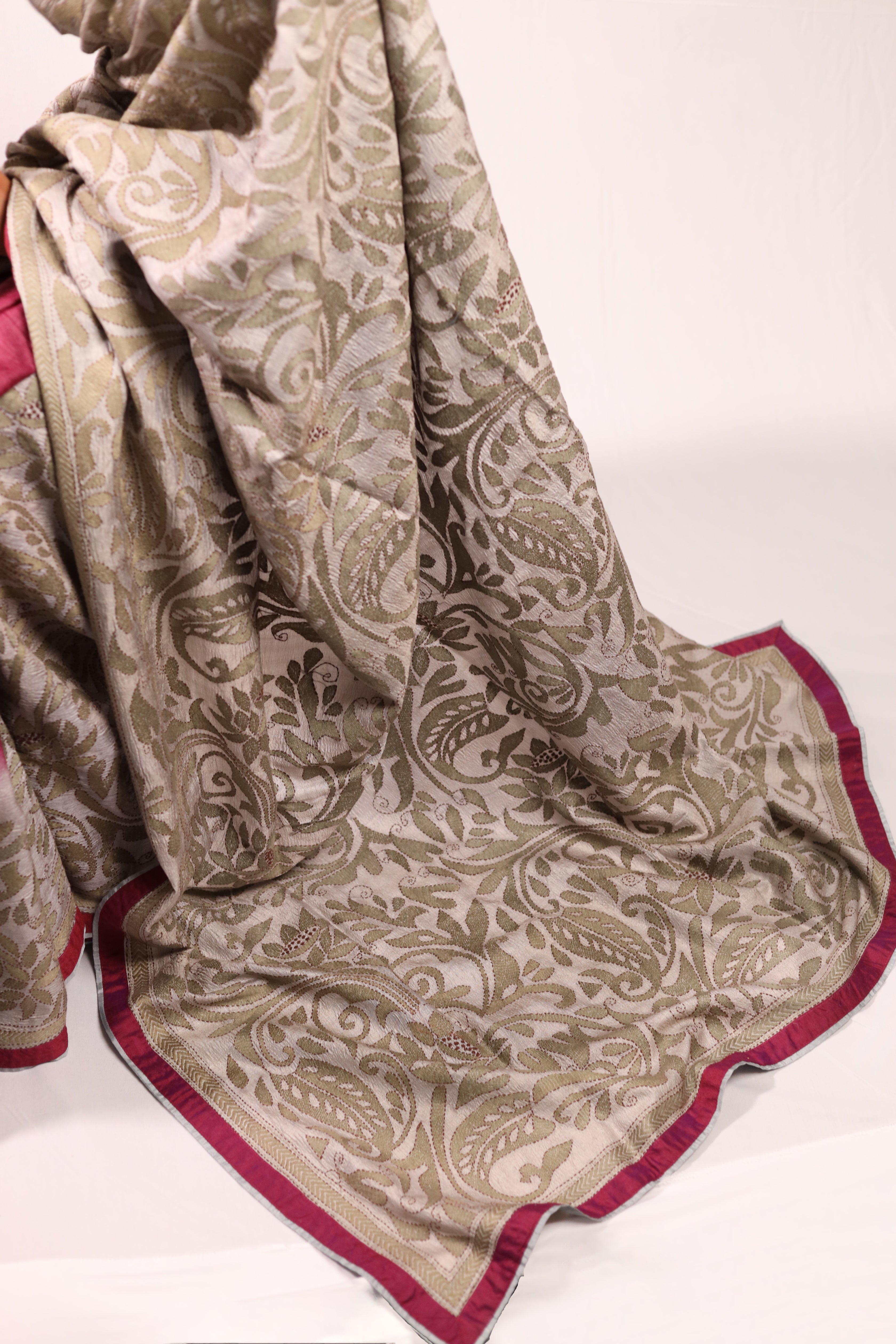 Wine Dark Sea Kantha in Handwoven Pure Silk