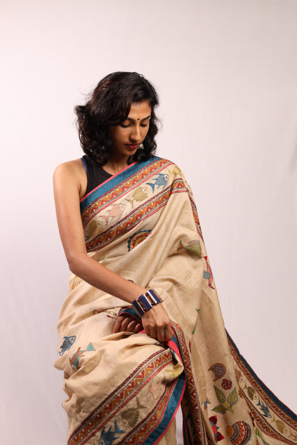 Clay of Life Kantha in Handwoven Pure Silk