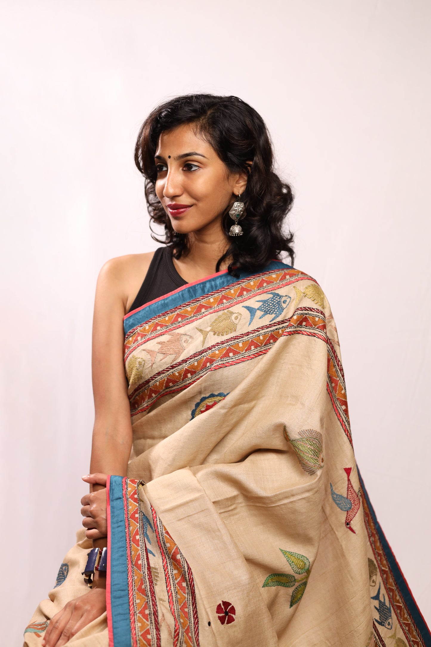 Clay of Life Kantha in Handwoven Pure Silk