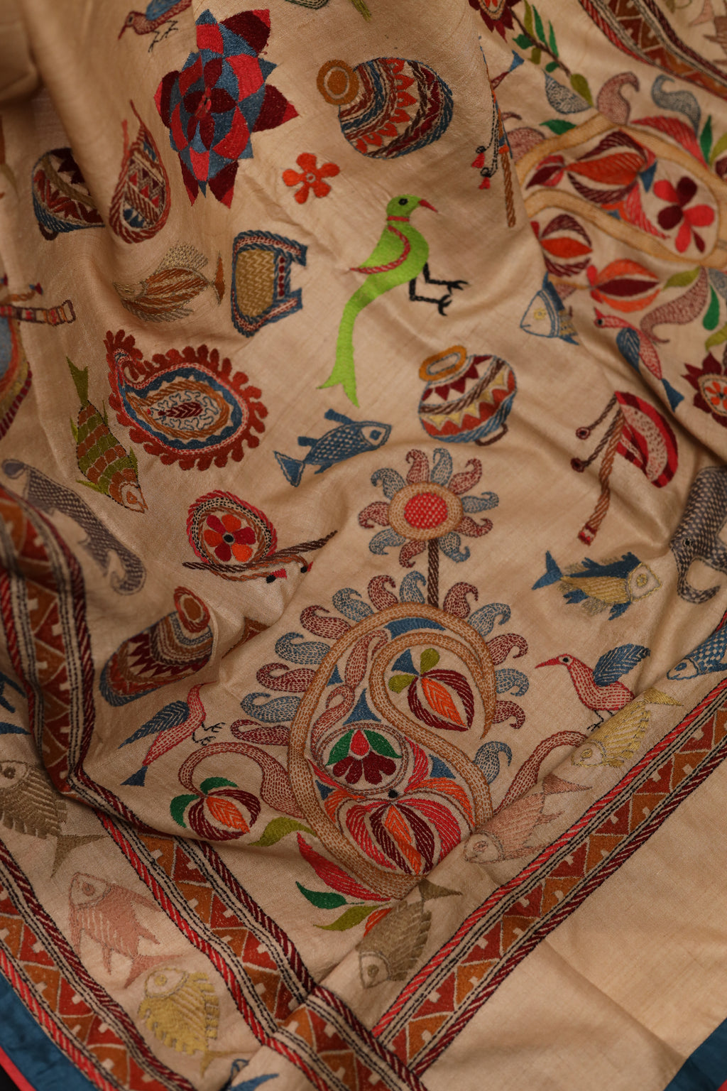 Clay of Life Kantha in Handwoven Pure Silk