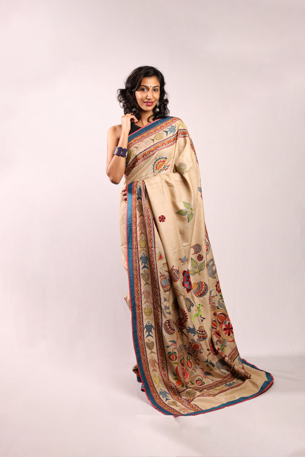 Clay of Life Kantha in Handwoven Pure Silk