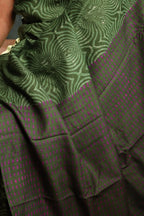 Groovy Green Handblock Printed Handwoven Tussar Silk Saree