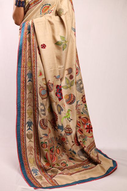 Clay of Life Kantha in Handwoven Pure Silk