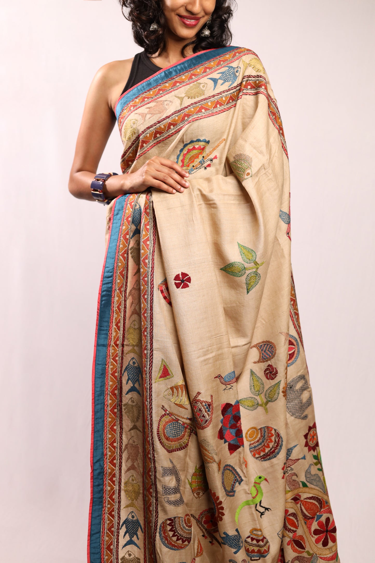 Clay of Life Kantha in Handwoven Pure Silk