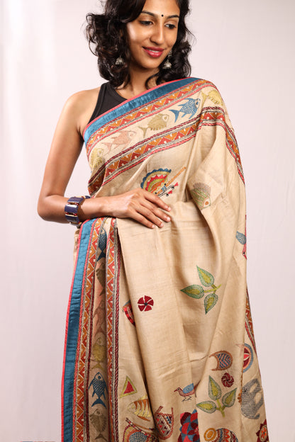 Clay of Life Kantha in Handwoven Pure Silk