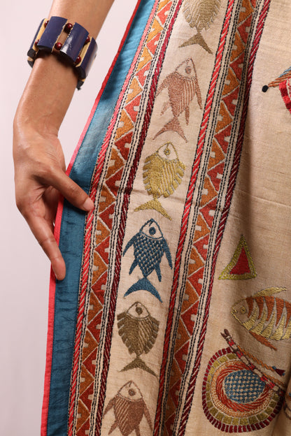 Clay of Life Kantha in Handwoven Pure Silk