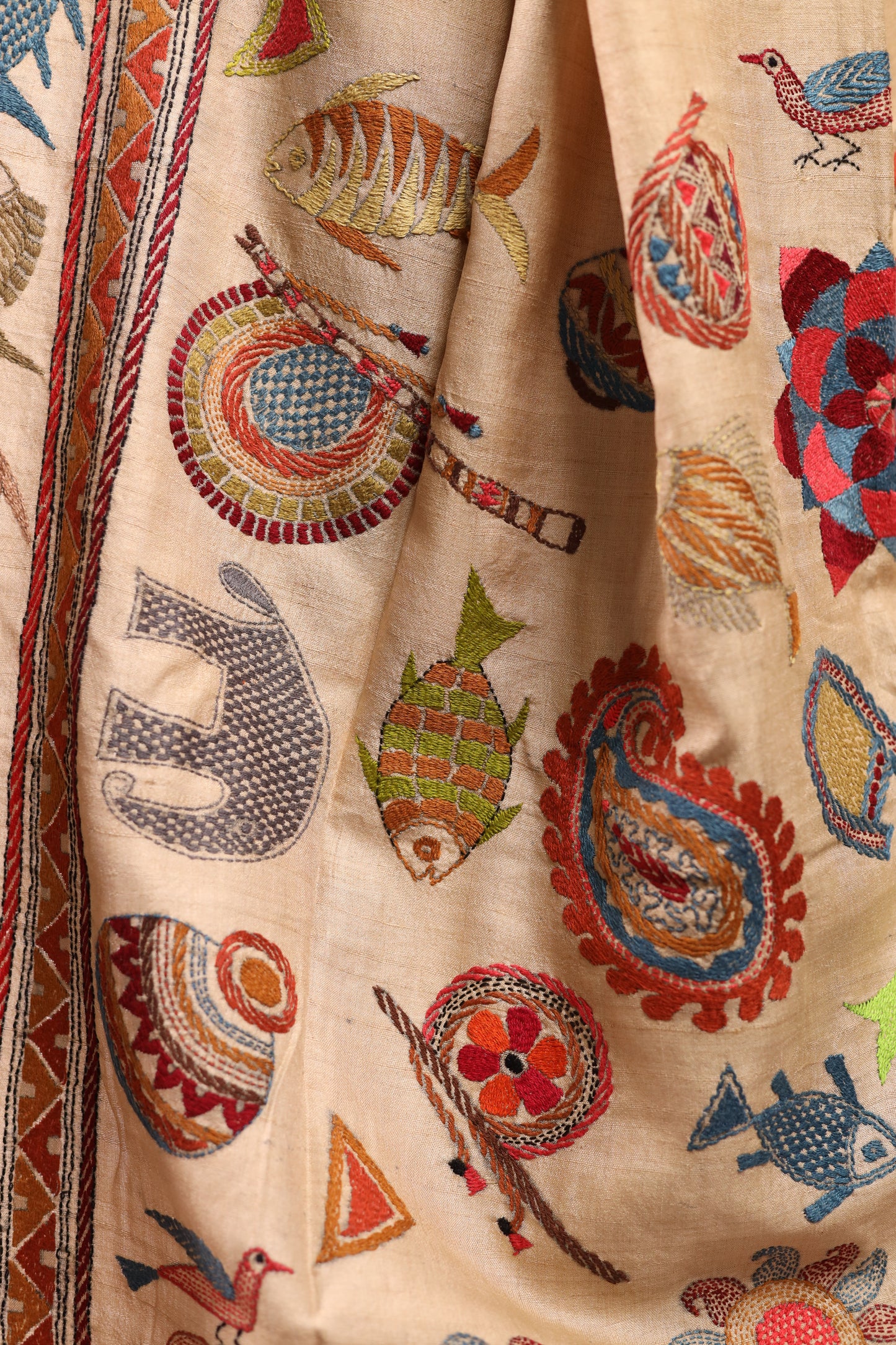 Clay of Life Kantha in Handwoven Pure Silk