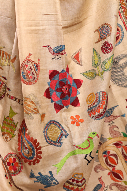 Clay of Life Kantha in Handwoven Pure Silk