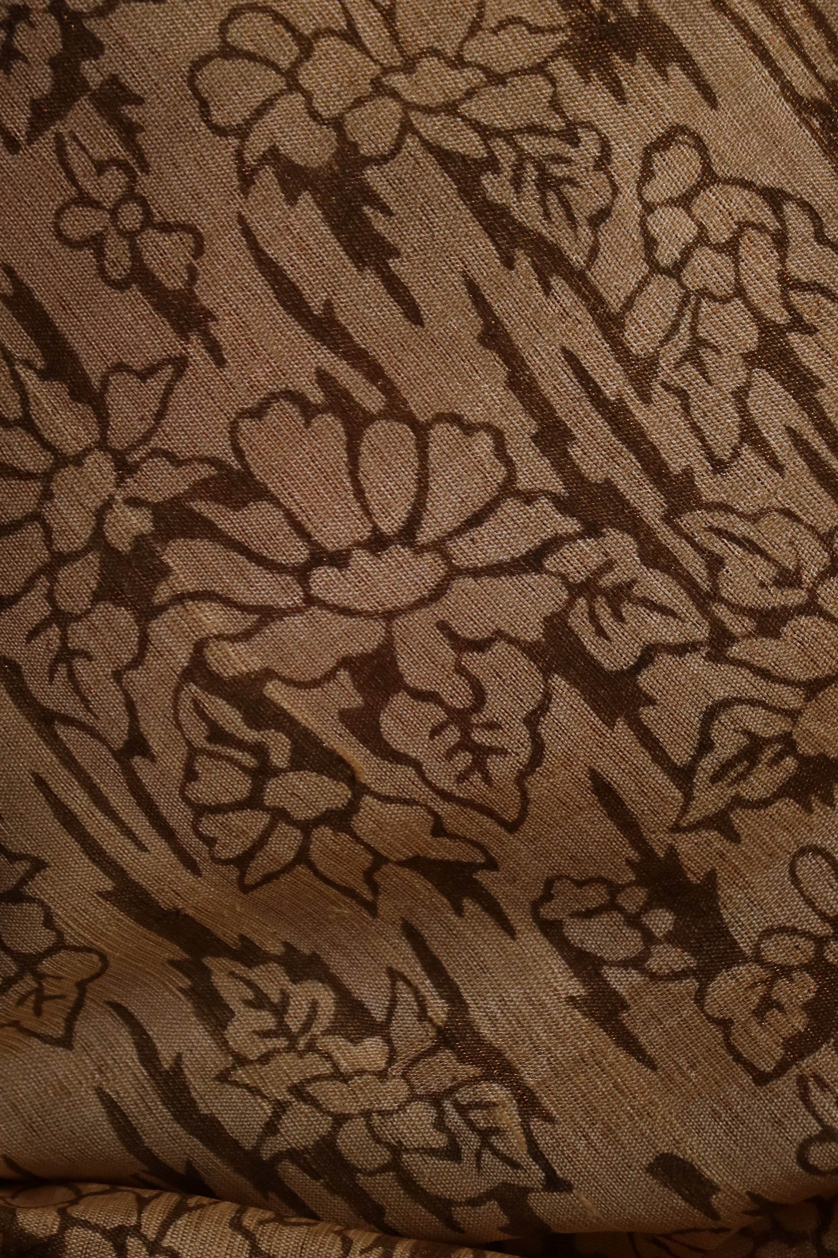 Tiger Stripe Florals Earthy Handblock Printed Handwoven Tussar Silk Saree