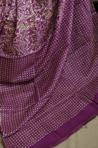 Zentangle Purple Handblock Printed Handwoven Tussar Silk Saree