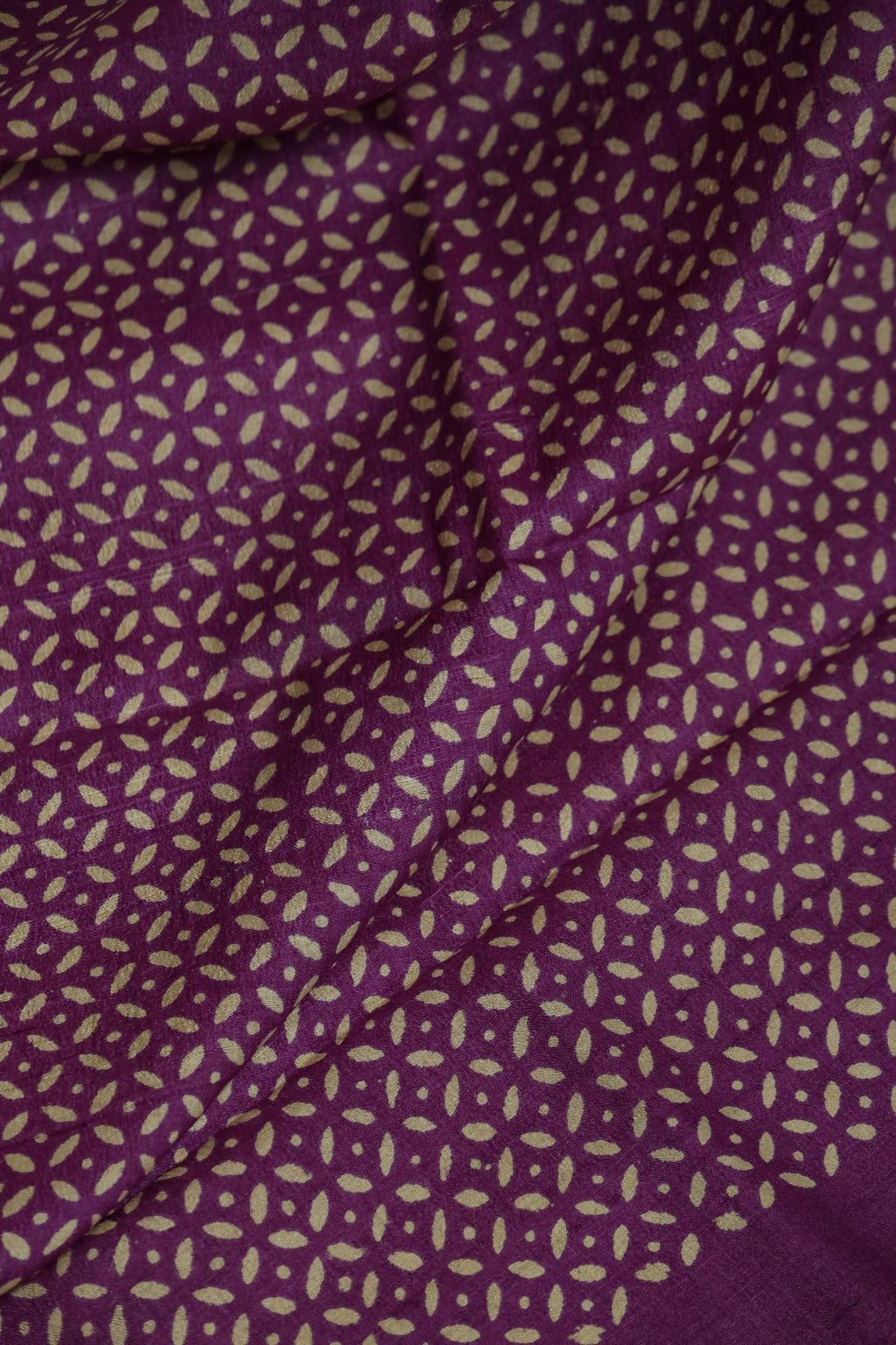 Zentangle Purple Handblock Printed Handwoven Tussar Silk Saree