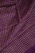 Zentangle Purple Handblock Printed Handwoven Tussar Silk Saree