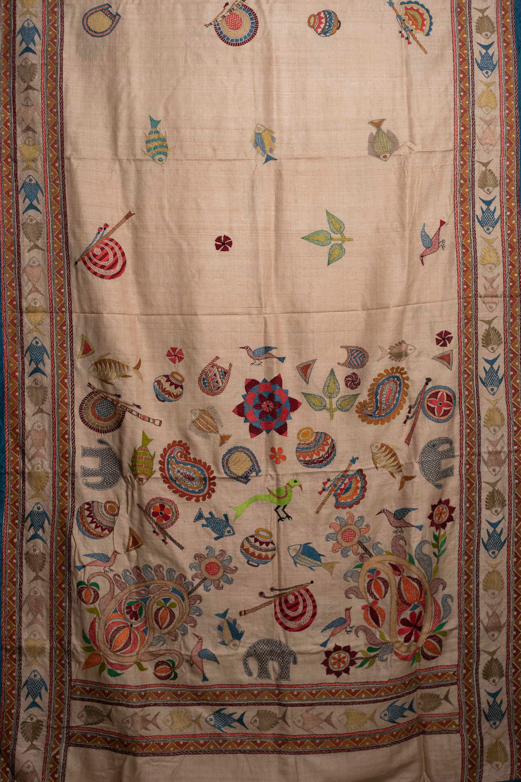 Clay of Life Kantha in Handwoven Pure Silk