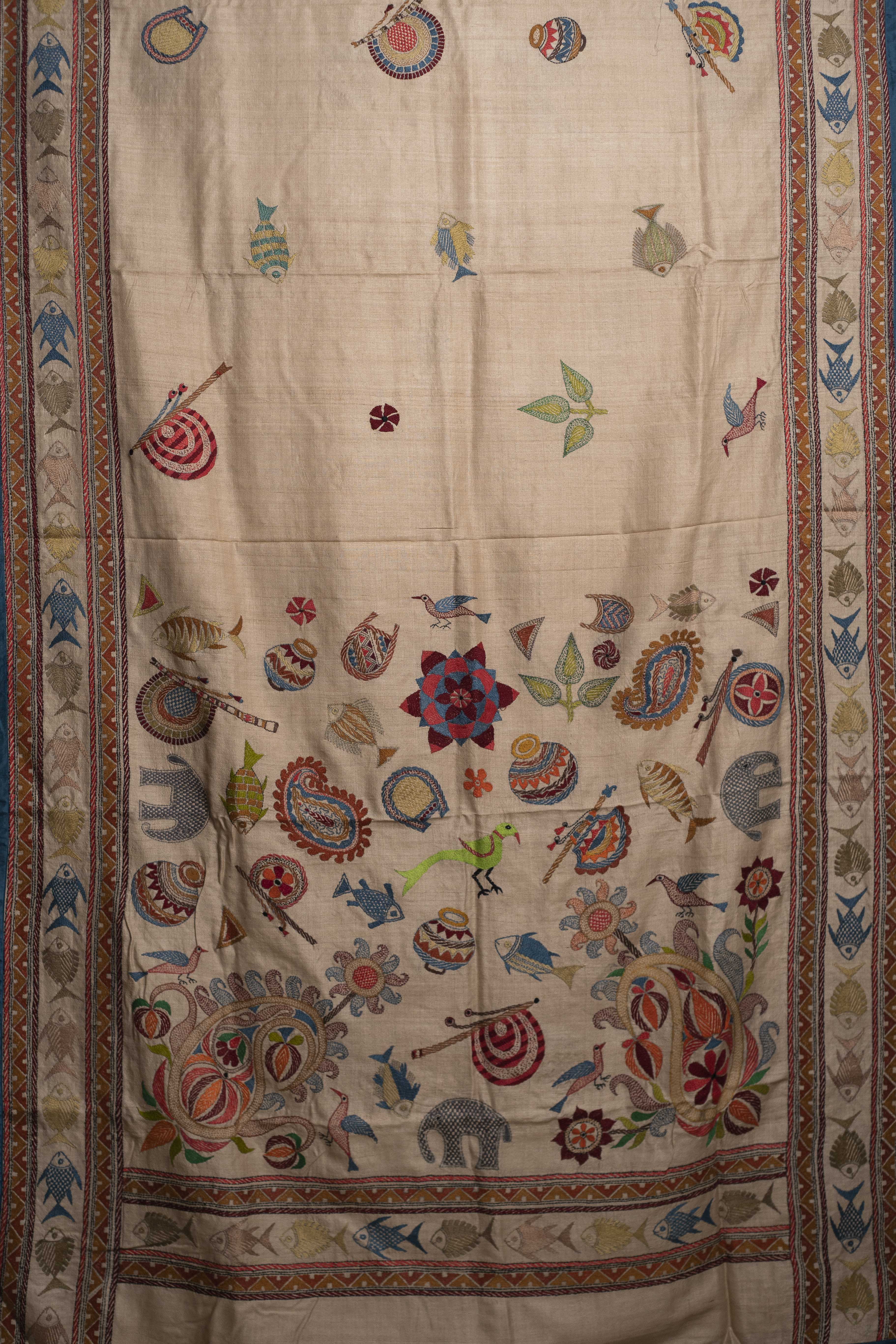 Clay of Life Kantha in Handwoven Pure Silk
