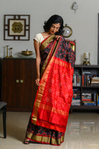 Cherry Noir Handwoven Single Ikkat Silk