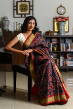 Cherry Noir Handwoven Single Ikkat Silk