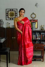 Cherry Pop Handwoven Single Ikkat Silk