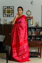 Cherry Pop Handwoven Single Ikkat Silk
