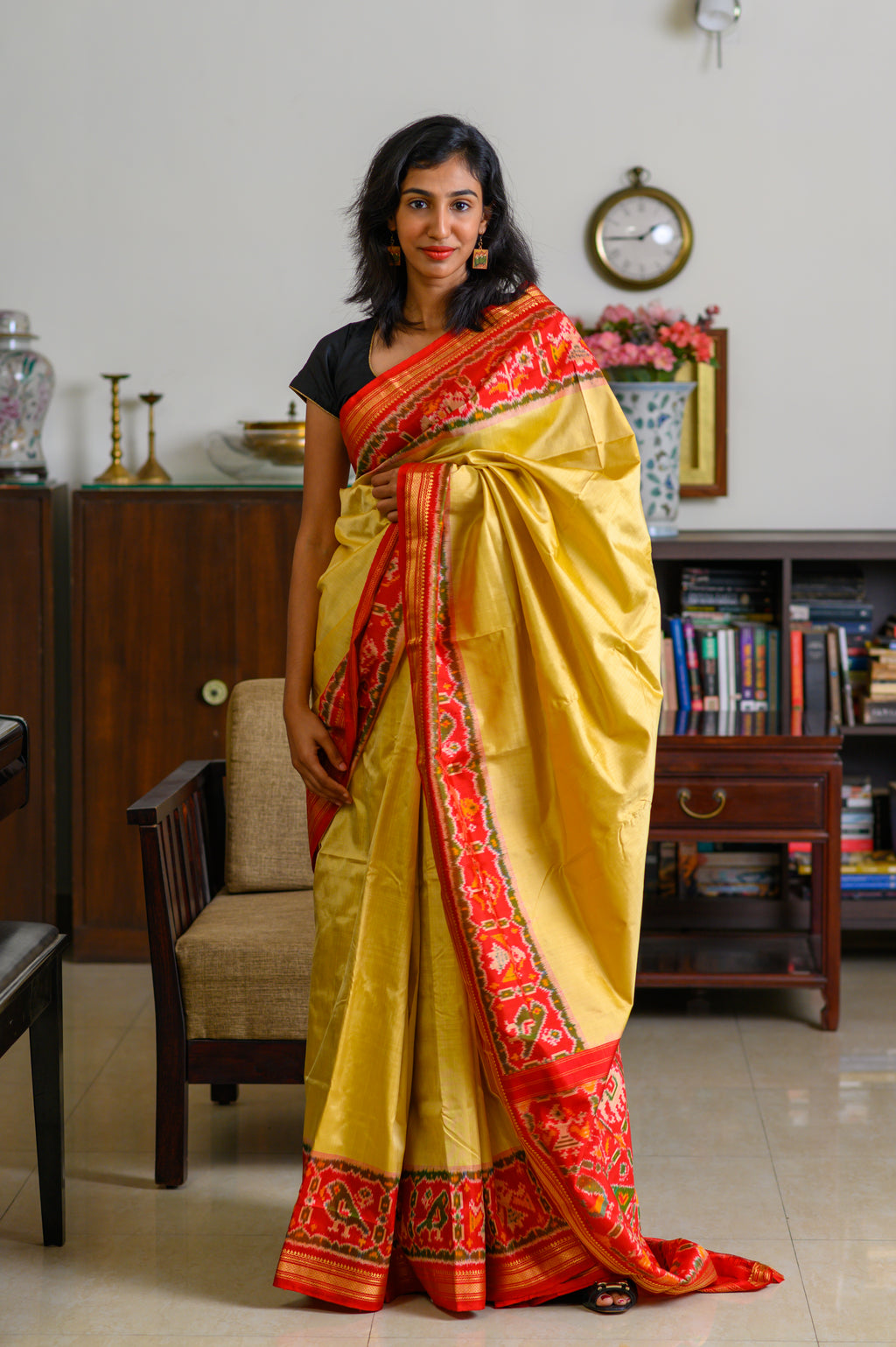 Spring Yellow Handwoven Single Ikkat Silk