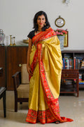 Spring Yellow Handwoven Single Ikkat Silk