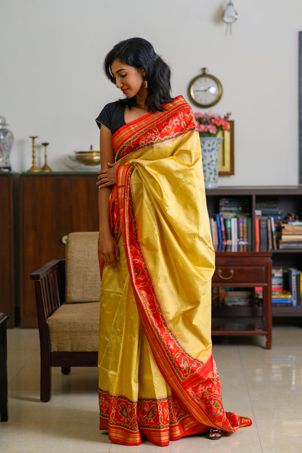 Spring Yellow Handwoven Single Ikkat Silk