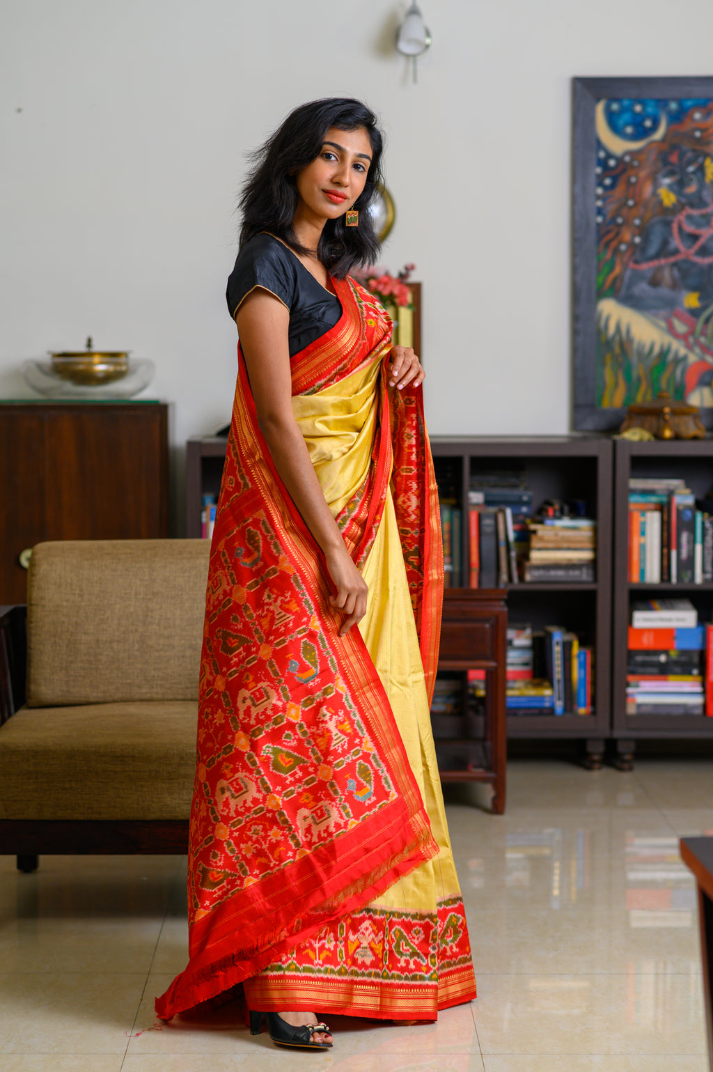 Spring Yellow Handwoven Single Ikkat Silk