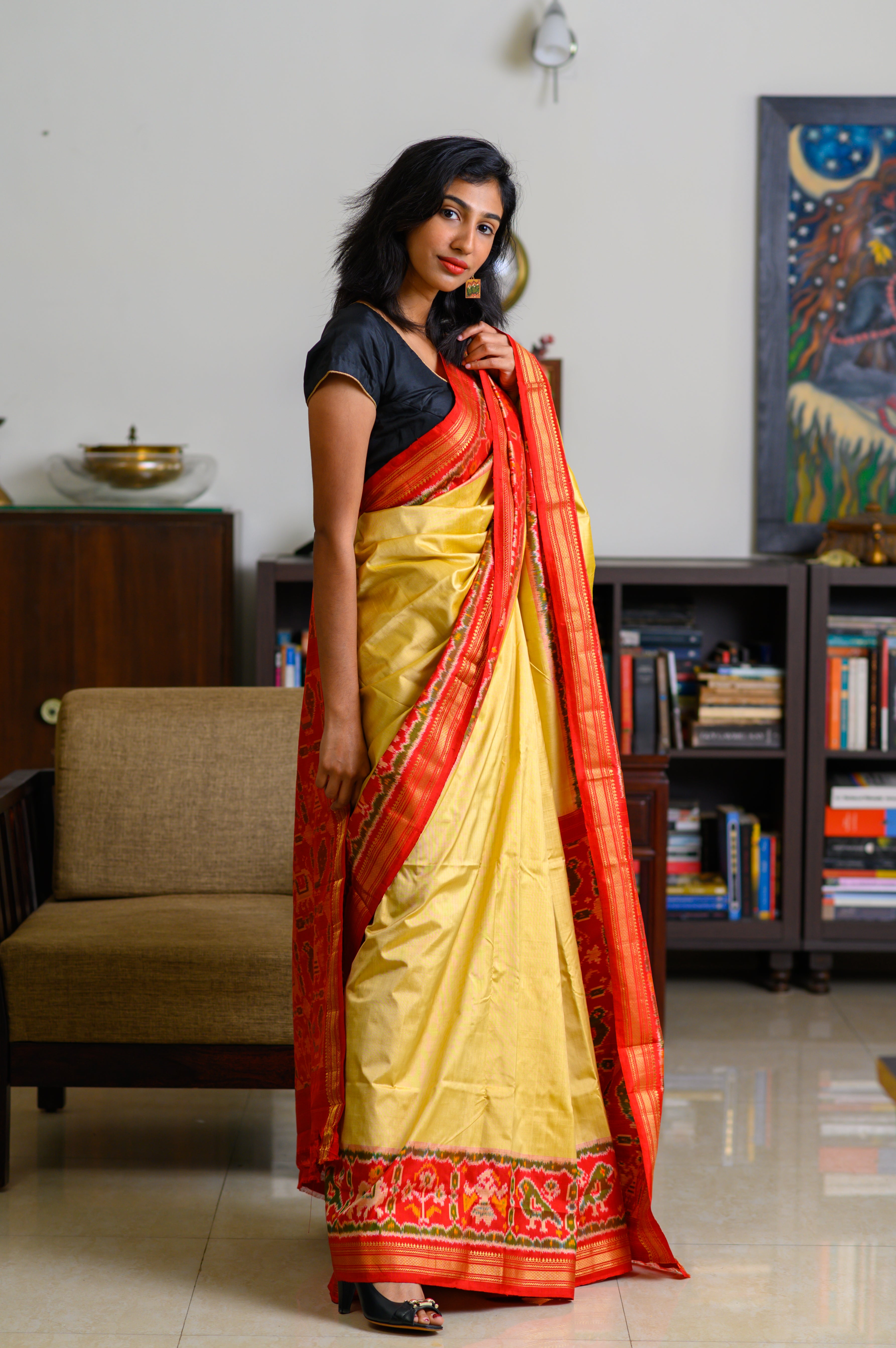 Spring Yellow Handwoven Single Ikkat Silk