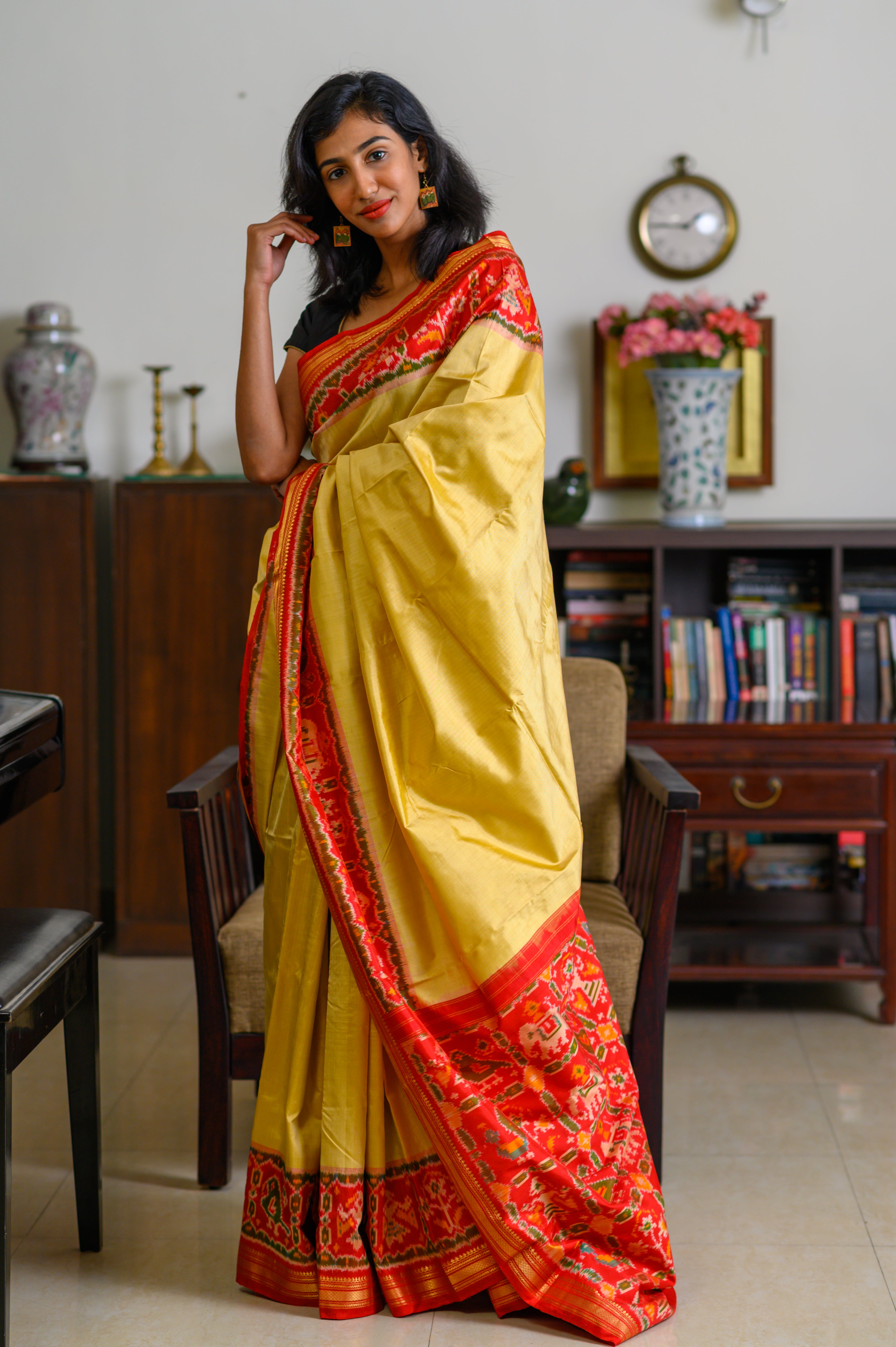 Spring Yellow Handwoven Single Ikkat Silk