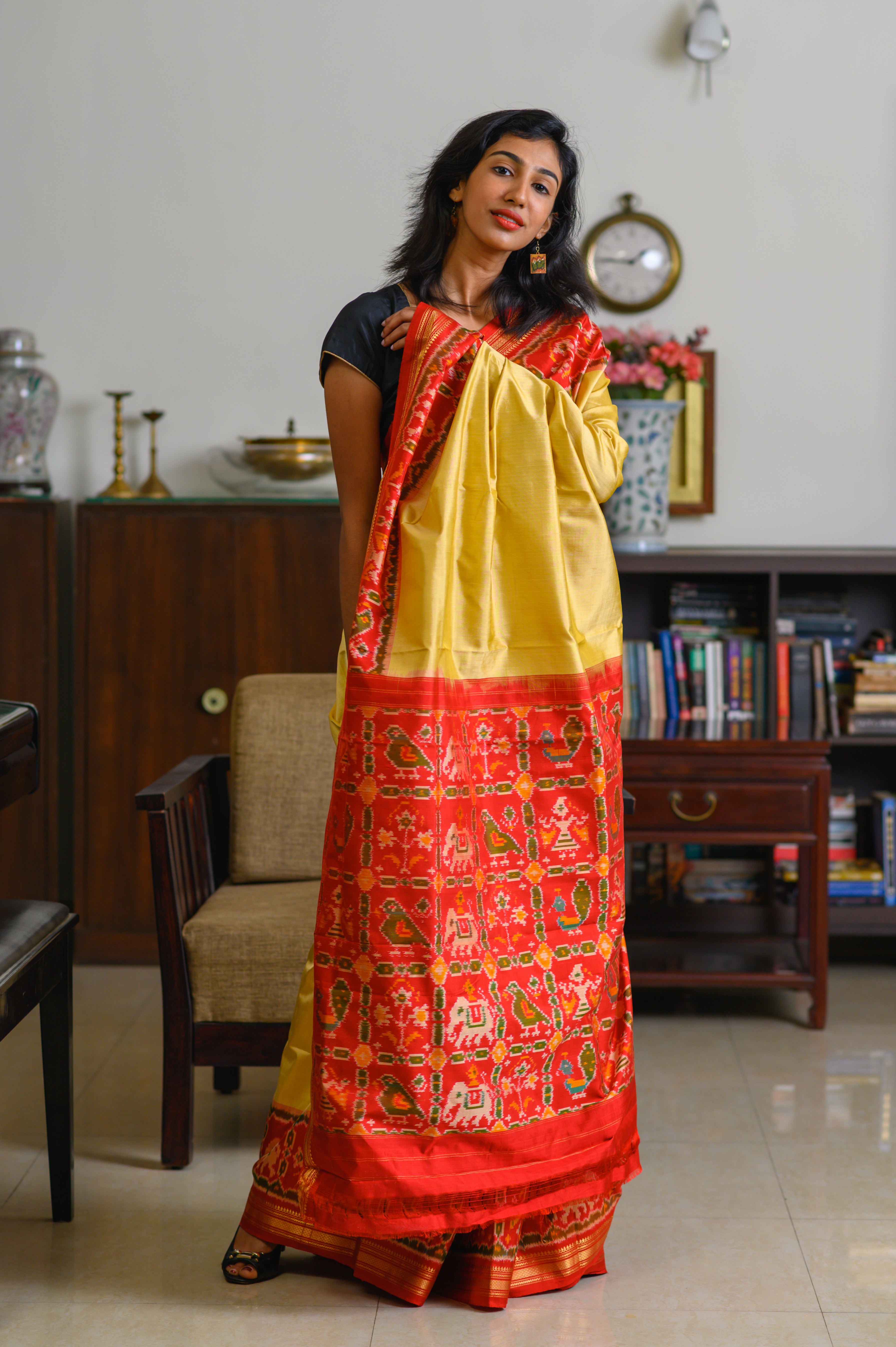 Spring Yellow Handwoven Single Ikkat Silk