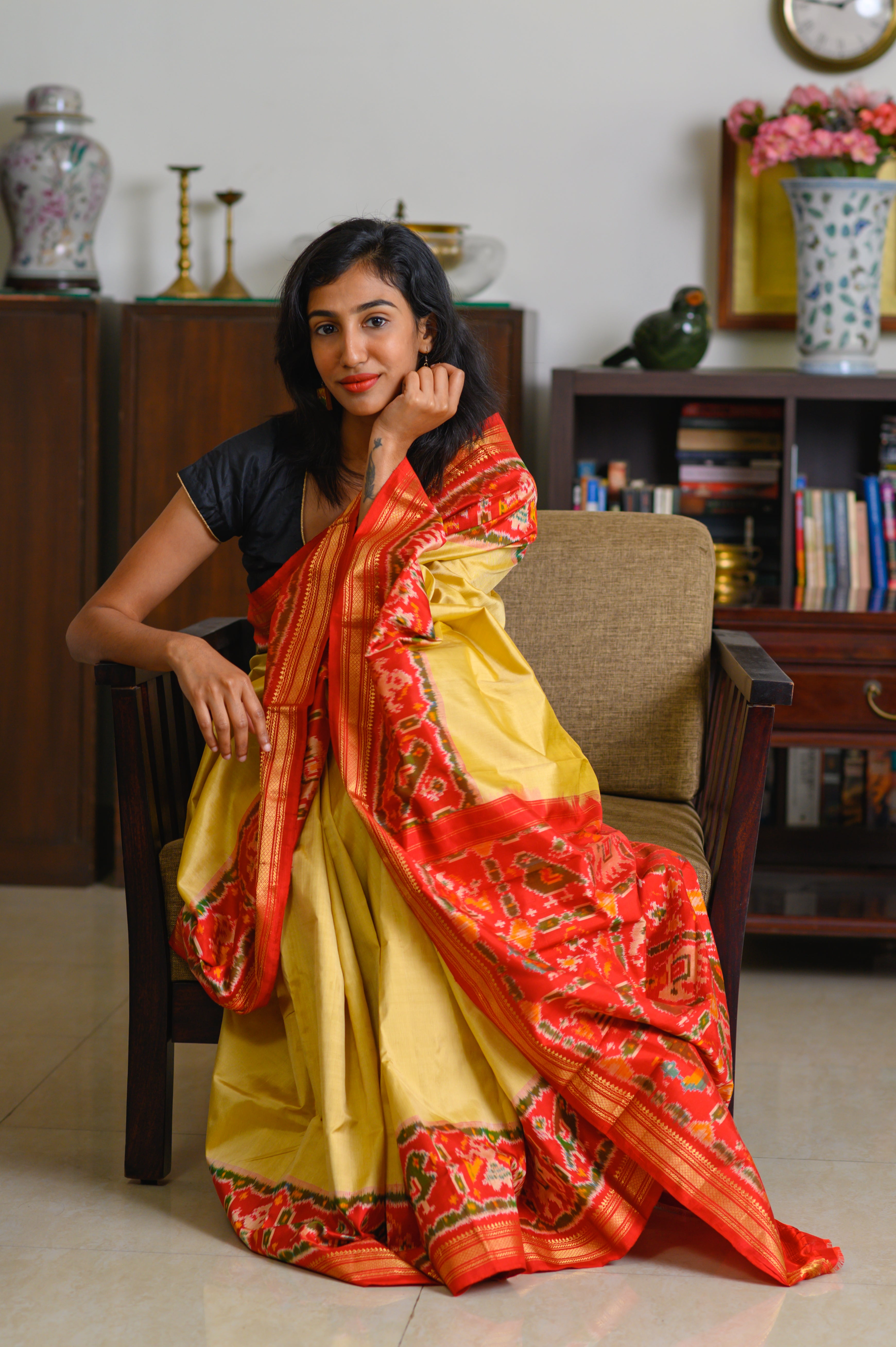Spring Yellow Handwoven Single Ikkat Silk