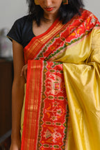 Spring Yellow Handwoven Single Ikkat Silk