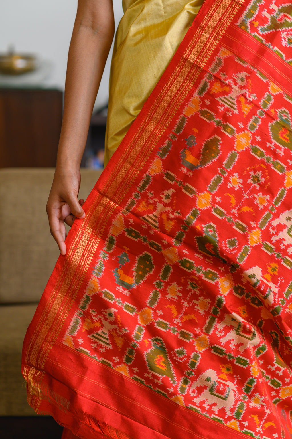 Spring Yellow Handwoven Single Ikkat Silk