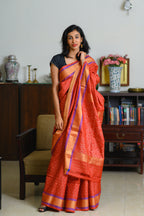 Sunset Rust Handwoven Single Ikkat Silk