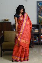 Sunset Rust Handwoven Single Ikkat Silk