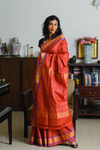 Sunset Rust Handwoven Single Ikkat Silk