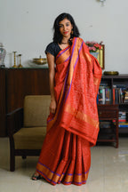 Sunset Rust Handwoven Single Ikkat Silk
