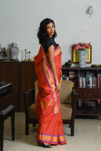 Sunset Rust Handwoven Single Ikkat Silk