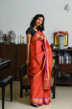 Sunset Rust Handwoven Single Ikkat Silk
