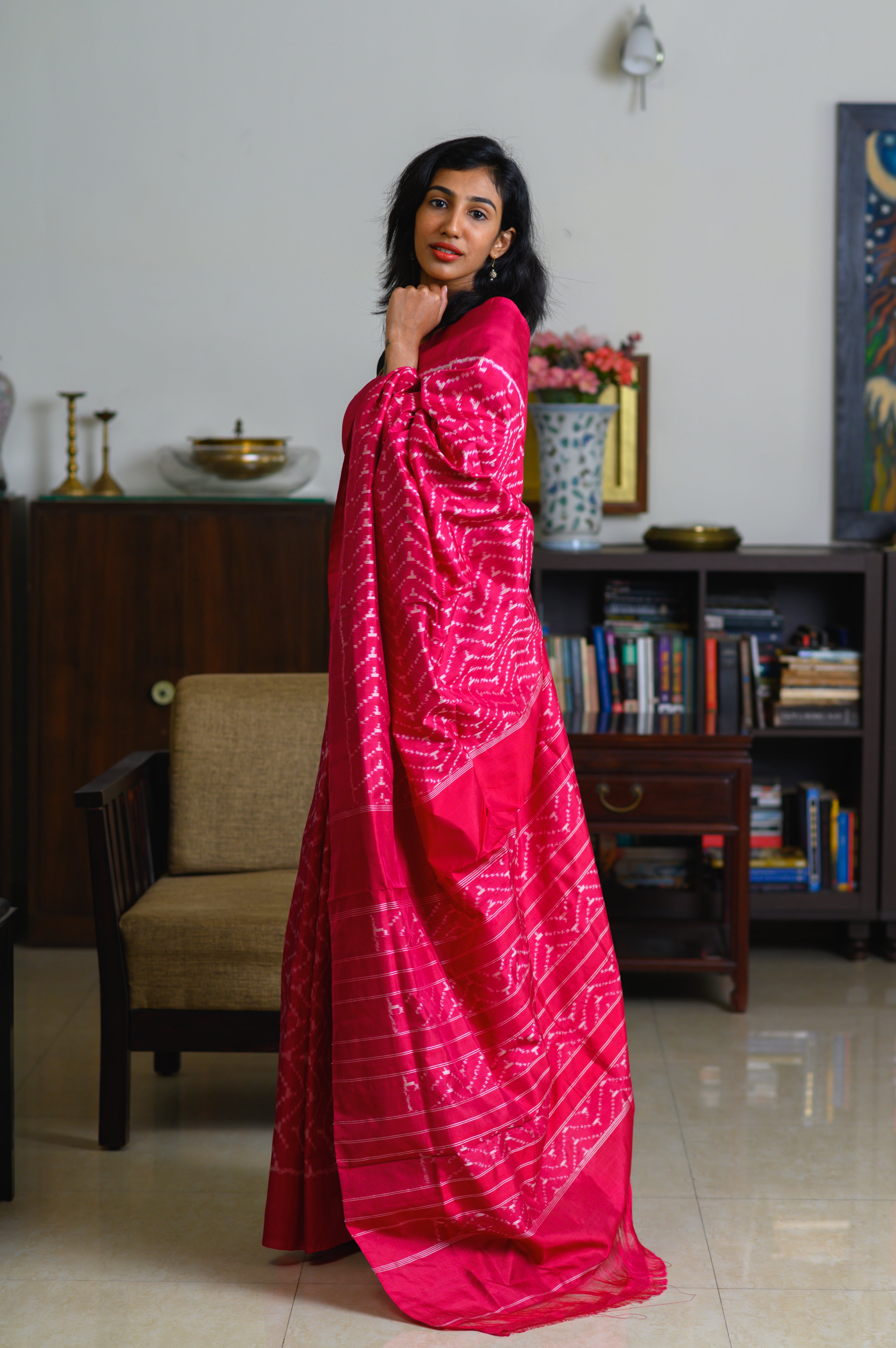Bubblegum Rani Handwoven Single Ikkat Silk